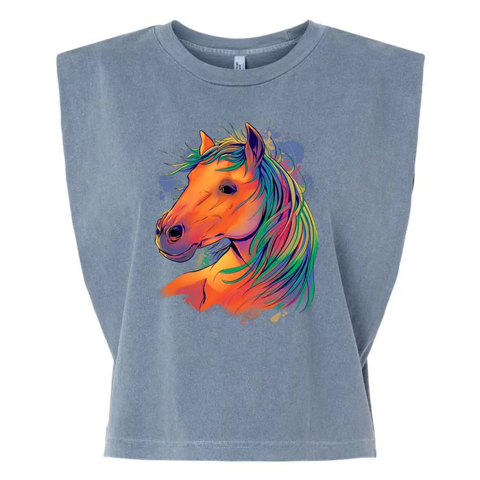 Colorful Rainbow Horse Garment-Dyed Women's Muscle Tee