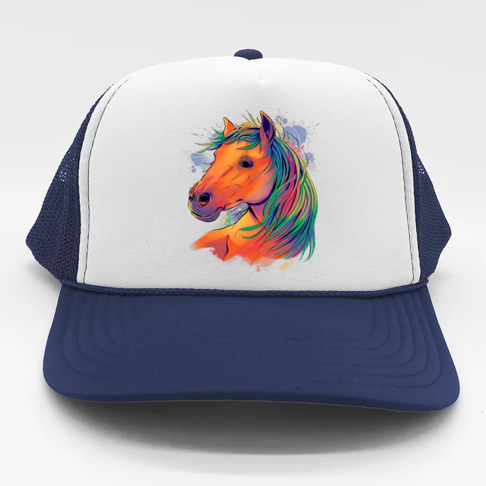 Colorful Rainbow Horse Trucker Hat