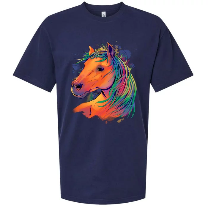 Colorful Rainbow Horse Sueded Cloud Jersey T-Shirt