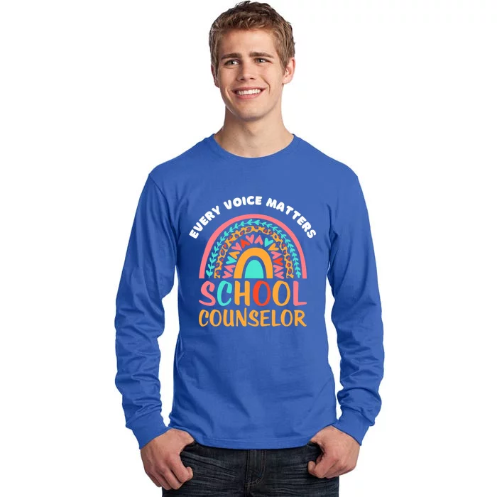 Cute Rainbow Happy National School Counseling Week Counselor Gift Tall Long Sleeve T-Shirt