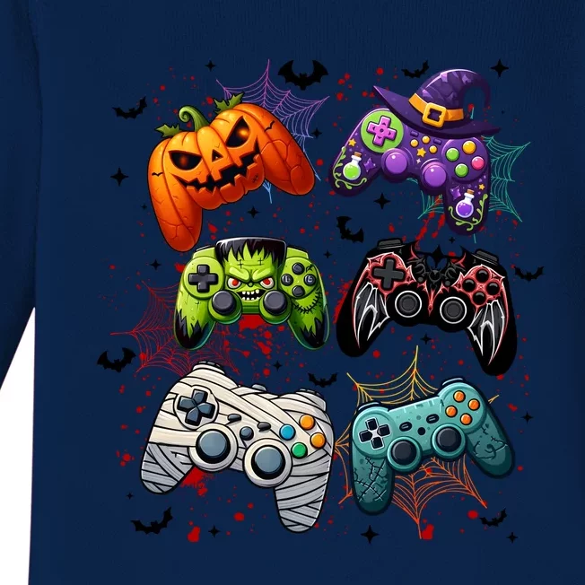 Cool Retro Halloween Gaming Controllers Baby Long Sleeve Bodysuit