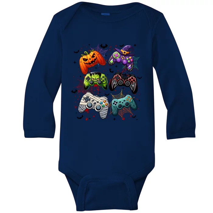 Cool Retro Halloween Gaming Controllers Baby Long Sleeve Bodysuit