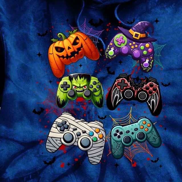 Cool Retro Halloween Gaming Controllers Tie Dye Hoodie