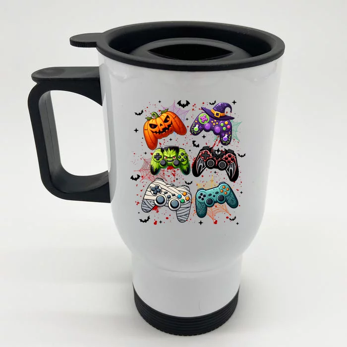 Cool Retro Halloween Gaming Controllers Front & Back Stainless Steel Travel Mug