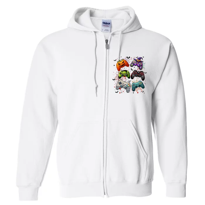 Cool Retro Halloween Gaming Controllers Full Zip Hoodie