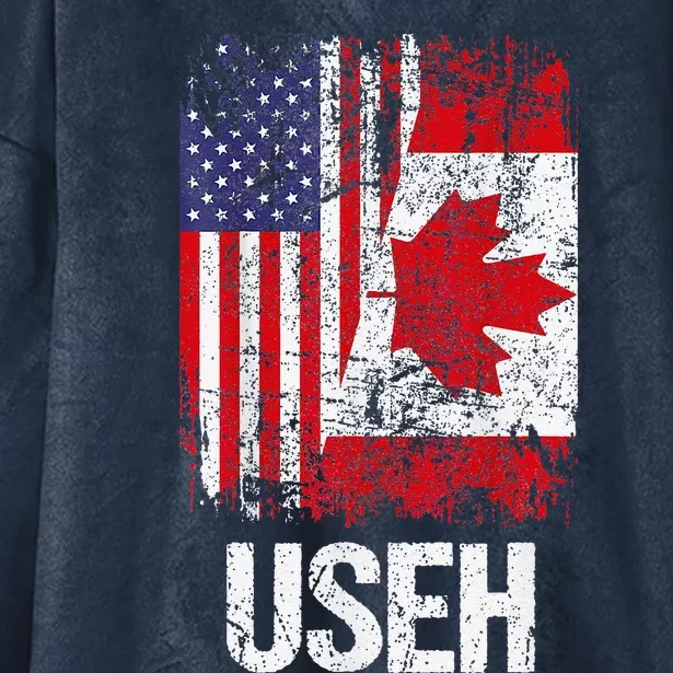 Canadian Roots Half Canadian American Useh Canada Usa Flag Hooded Wearable Blanket