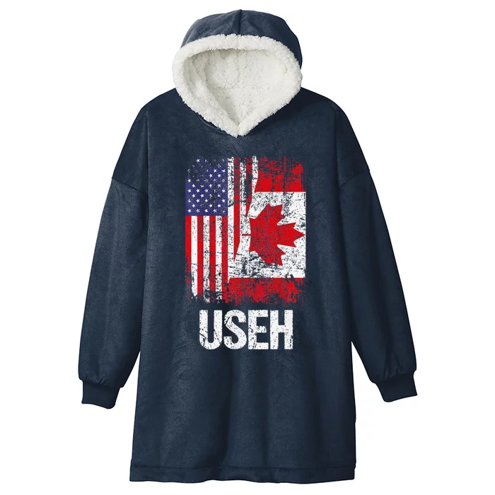 Canadian Roots Half Canadian American Useh Canada Usa Flag Hooded Wearable Blanket