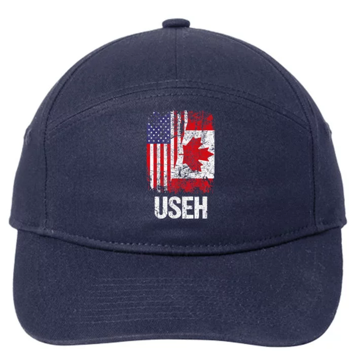 Canadian Roots Half Canadian American Useh Canada Usa Flag 7-Panel Snapback Hat