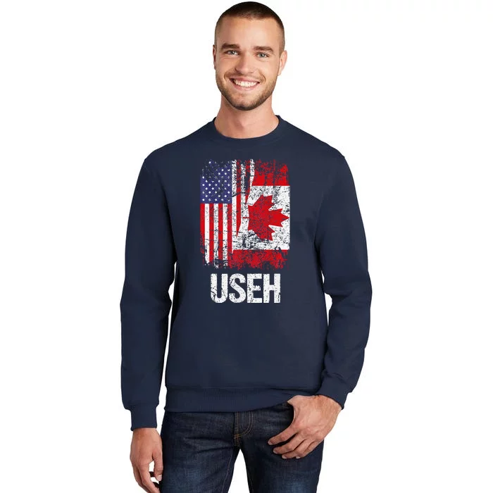 Canadian Roots Half Canadian American Useh Canada Usa Flag Tall Sweatshirt