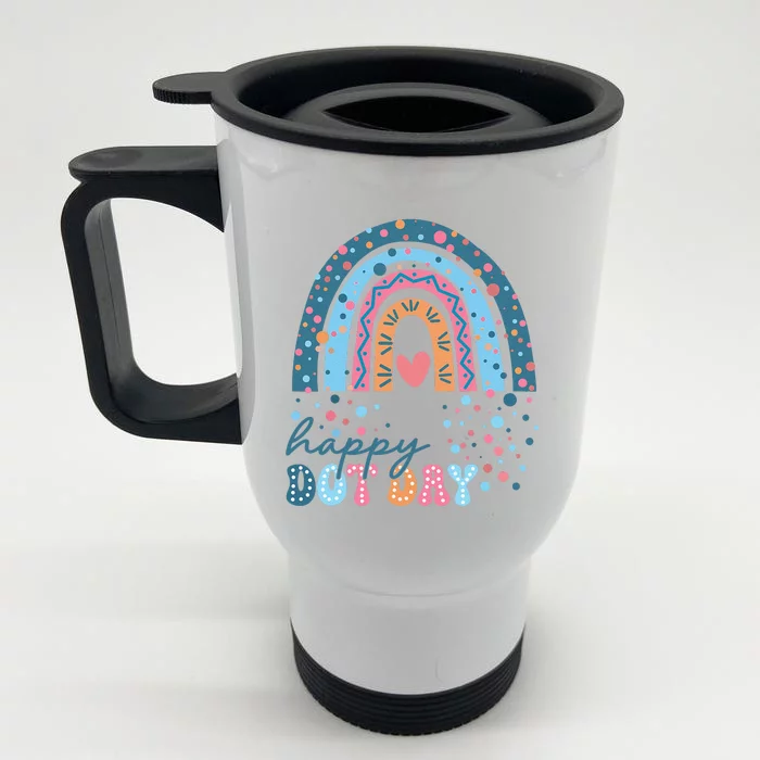 Cute Rainbow Happy Dot Day Gift Front & Back Stainless Steel Travel Mug