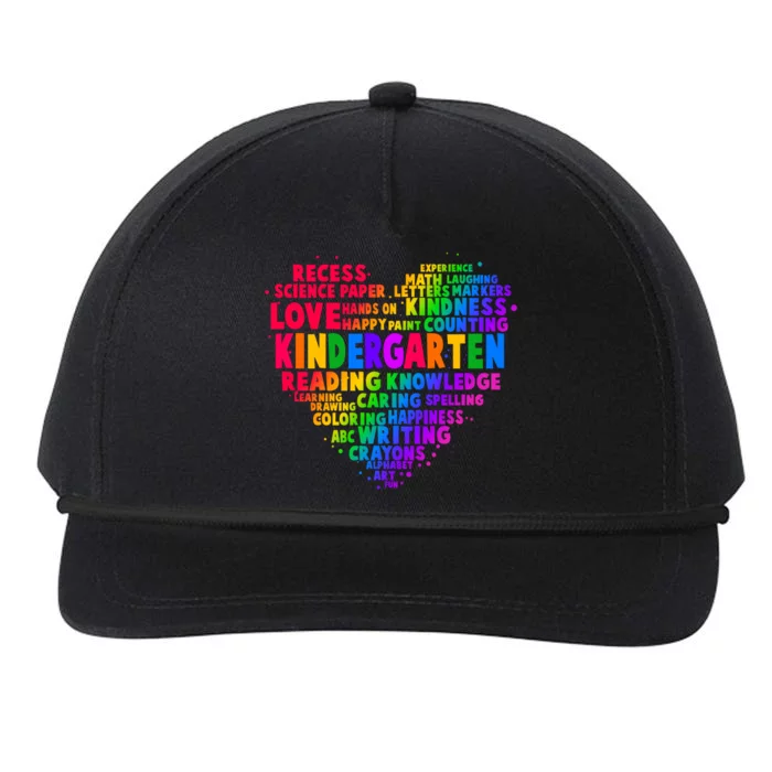 Cute Rainbow Heart Kindergarten Word Art Snapback Five-Panel Rope Hat