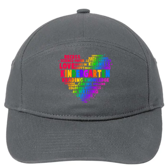 Cute Rainbow Heart Kindergarten Word Art 7-Panel Snapback Hat