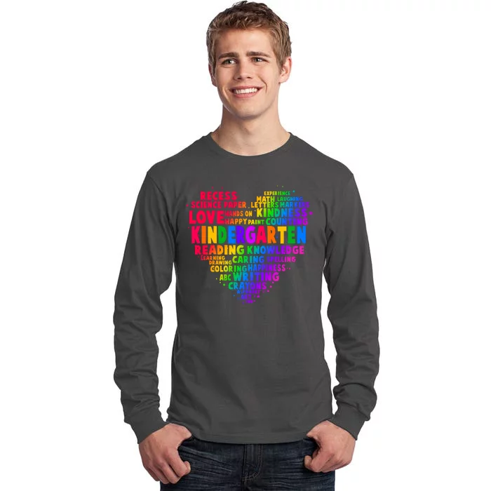 Cute Rainbow Heart Kindergarten Word Art Tall Long Sleeve T-Shirt