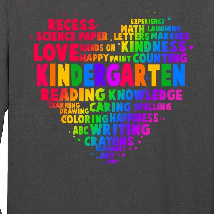 Cute Rainbow Heart Kindergarten Word Art Tall Long Sleeve T-Shirt