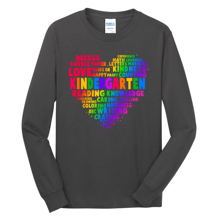 Cute Rainbow Heart Kindergarten Word Art Tall Long Sleeve T-Shirt