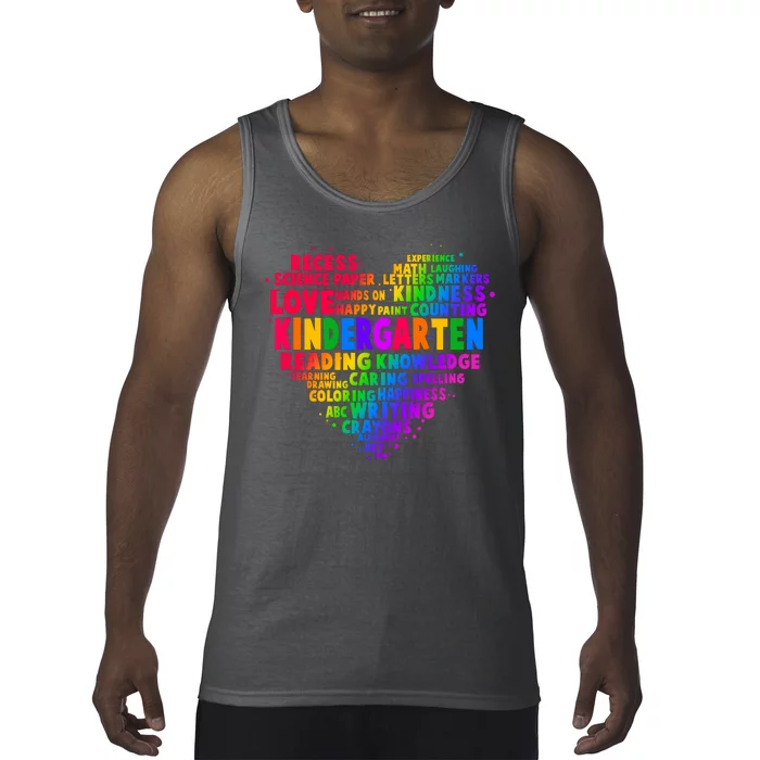 Cute Rainbow Heart Kindergarten Word Art Tank Top