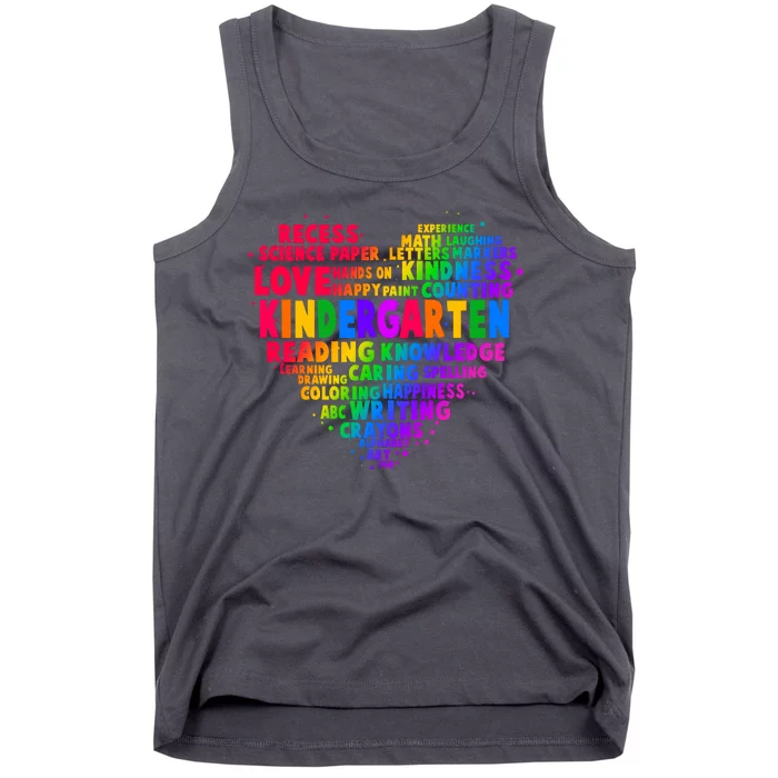 Cute Rainbow Heart Kindergarten Word Art Tank Top