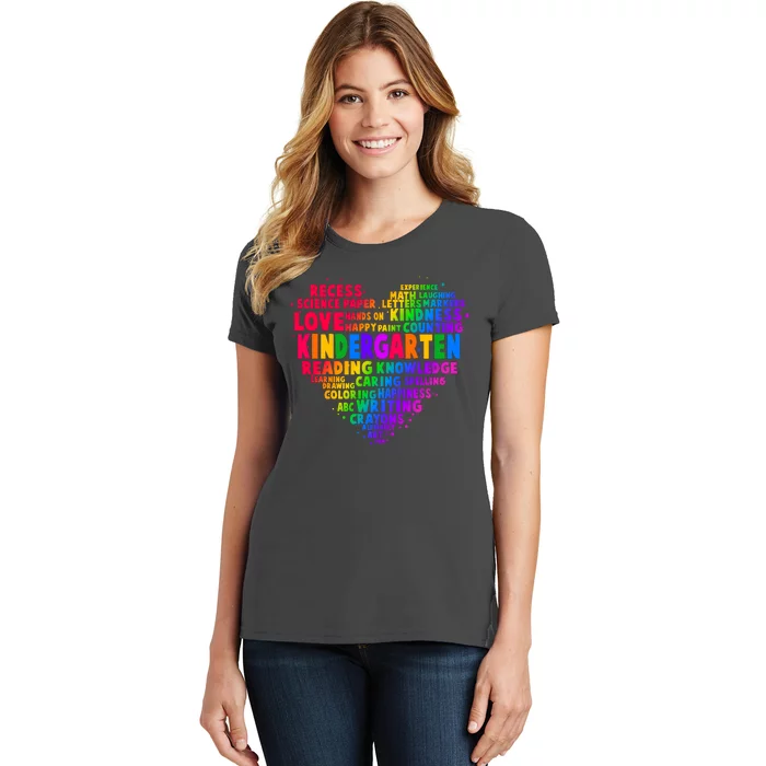 Cute Rainbow Heart Kindergarten Word Art Women's T-Shirt