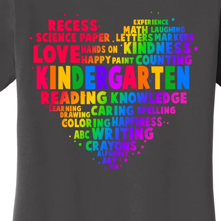 Cute Rainbow Heart Kindergarten Word Art Women's T-Shirt