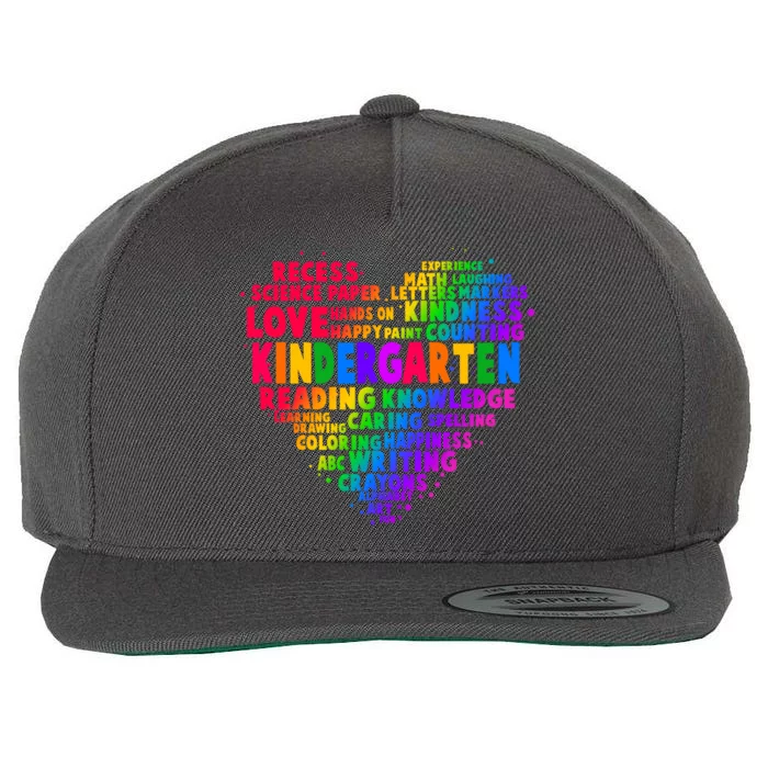 Cute Rainbow Heart Kindergarten Word Art Wool Snapback Cap