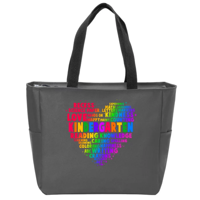 Cute Rainbow Heart Kindergarten Word Art Zip Tote Bag