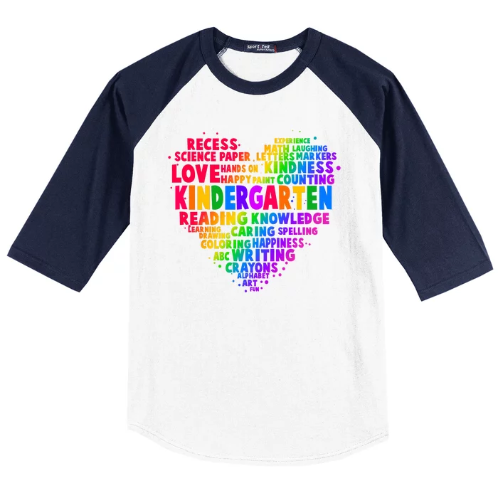 Cute Rainbow Heart Kindergarten Word Art Baseball Sleeve Shirt