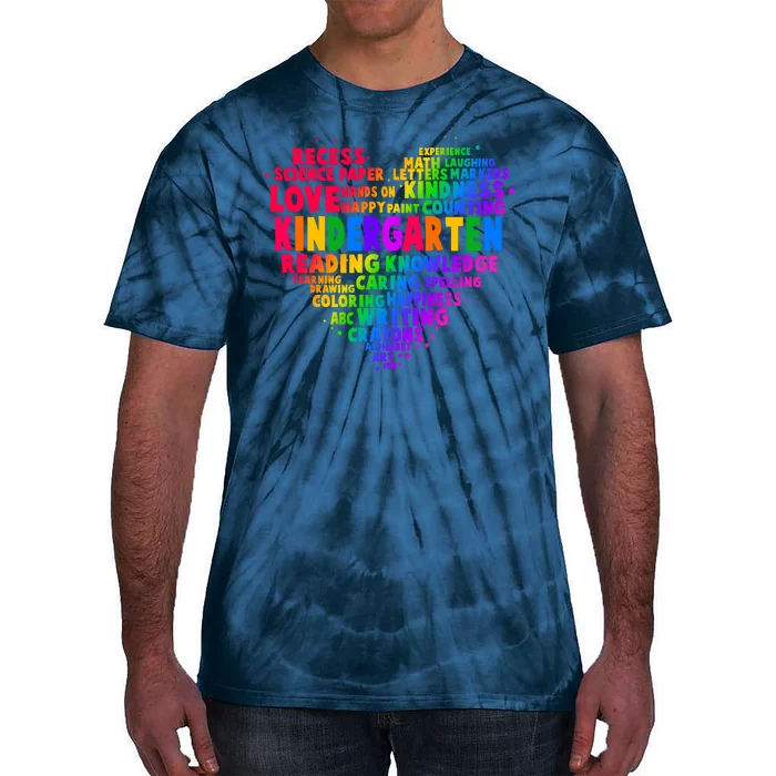 Cute Rainbow Heart Kindergarten Word Art Tie-Dye T-Shirt