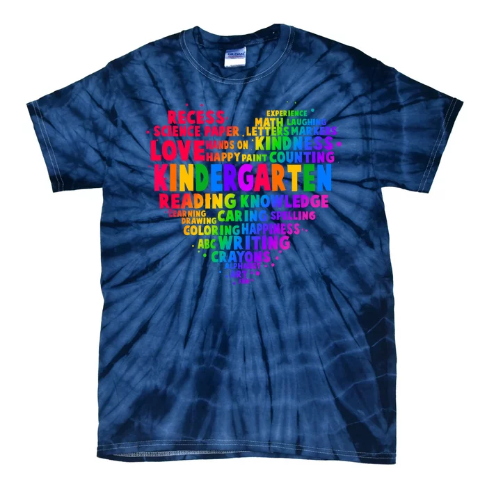 Cute Rainbow Heart Kindergarten Word Art Tie-Dye T-Shirt