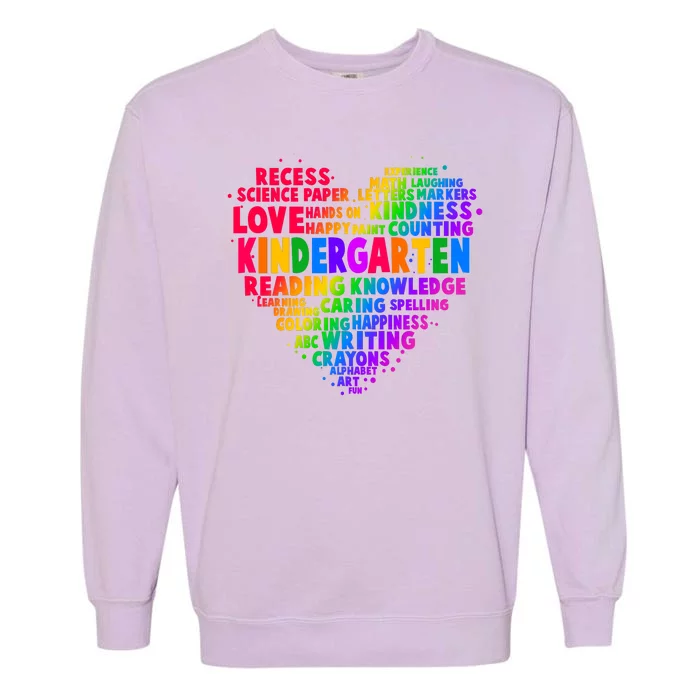 Cute Rainbow Heart Kindergarten Word Art Garment-Dyed Sweatshirt