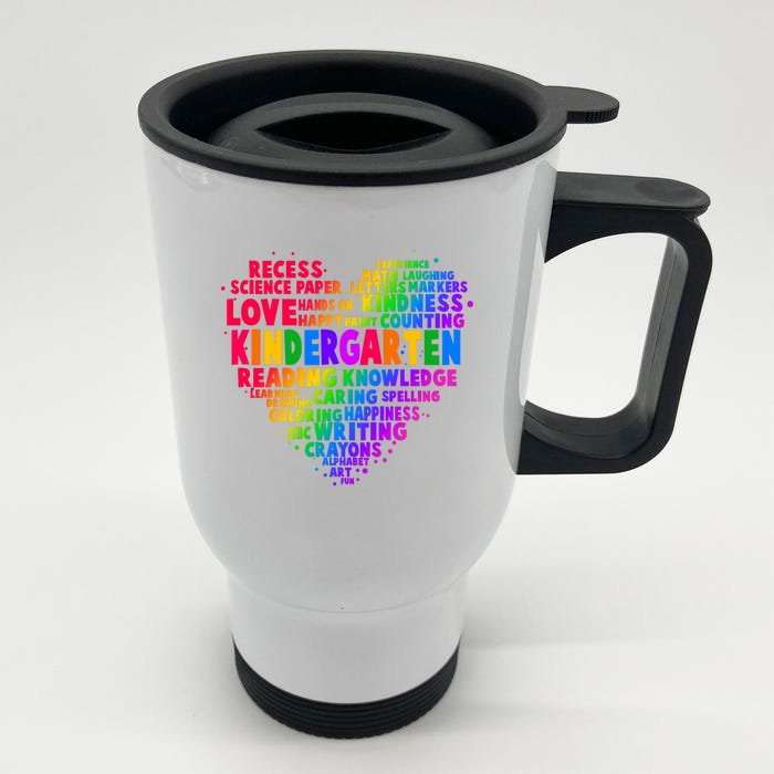 Cute Rainbow Heart Kindergarten Word Art Front & Back Stainless Steel Travel Mug