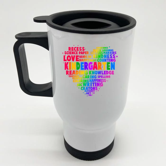 Cute Rainbow Heart Kindergarten Word Art Front & Back Stainless Steel Travel Mug