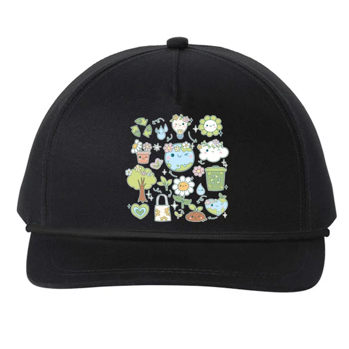 Cute Retro Hippie Celebrate Earth Day Snapback Five-Panel Rope Hat