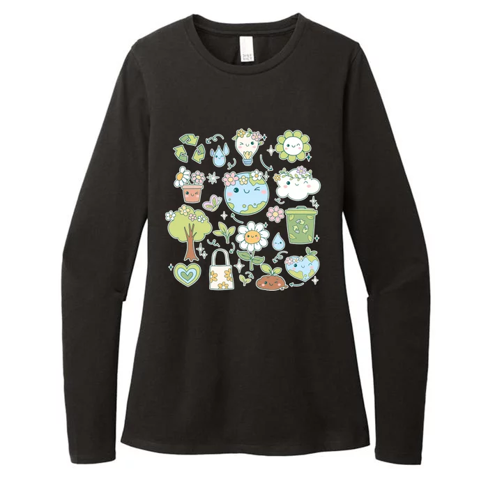 Cute Retro Hippie Celebrate Earth Day Womens CVC Long Sleeve Shirt