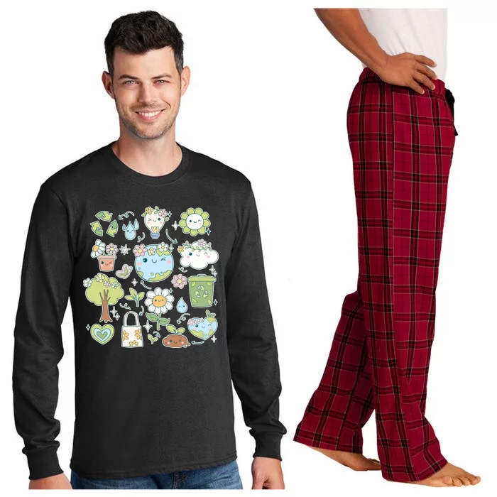 Cute Retro Hippie Celebrate Earth Day Long Sleeve Pajama Set