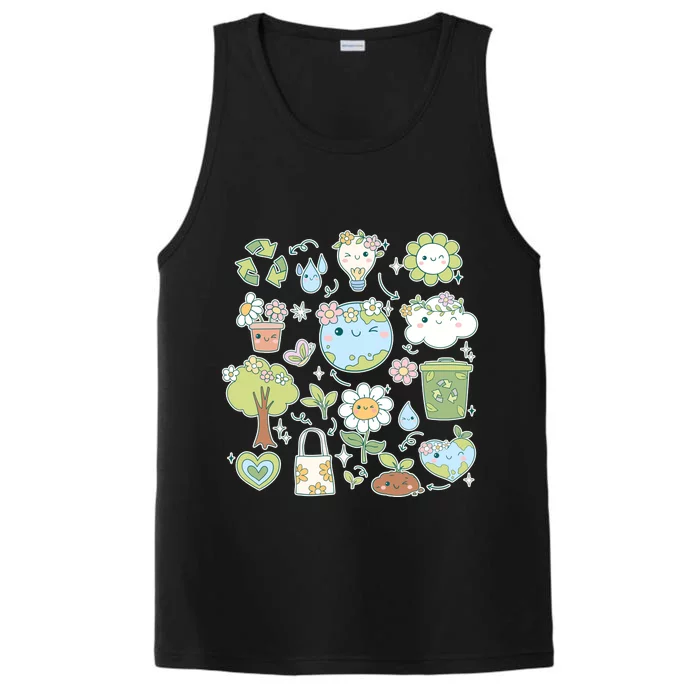 Cute Retro Hippie Celebrate Earth Day Performance Tank