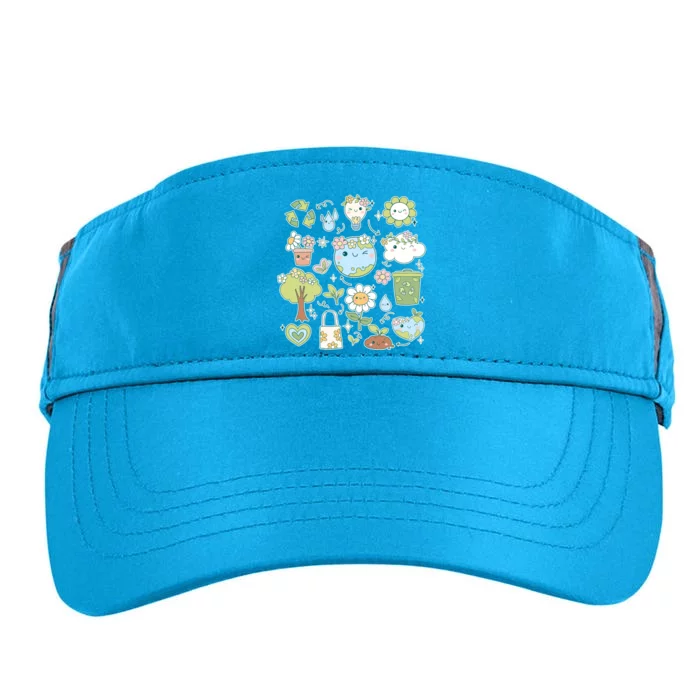 Cute Retro Hippie Celebrate Earth Day Adult Drive Performance Visor