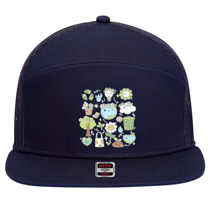 Cute Retro Hippie Celebrate Earth Day 7 Panel Mesh Trucker Snapback Hat