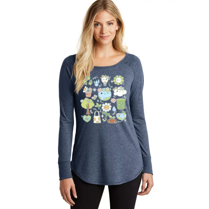 Cute Retro Hippie Celebrate Earth Day Women's Perfect Tri Tunic Long Sleeve Shirt