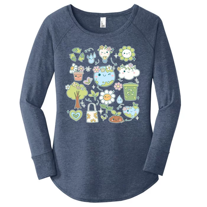 Cute Retro Hippie Celebrate Earth Day Women's Perfect Tri Tunic Long Sleeve Shirt