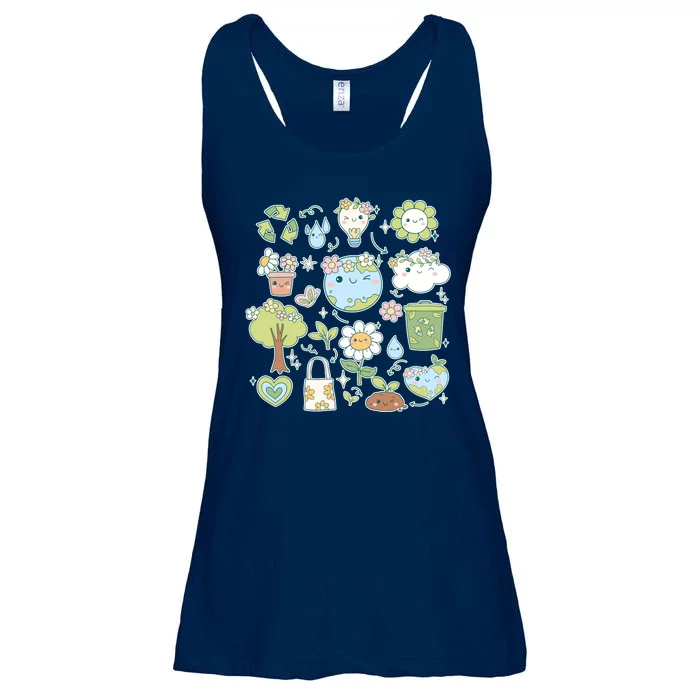 Cute Retro Hippie Celebrate Earth Day Ladies Essential Flowy Tank