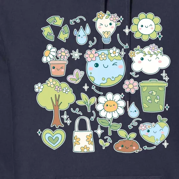 Cute Retro Hippie Celebrate Earth Day Premium Hoodie