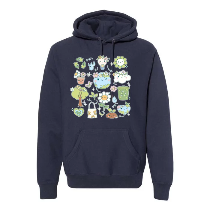 Cute Retro Hippie Celebrate Earth Day Premium Hoodie