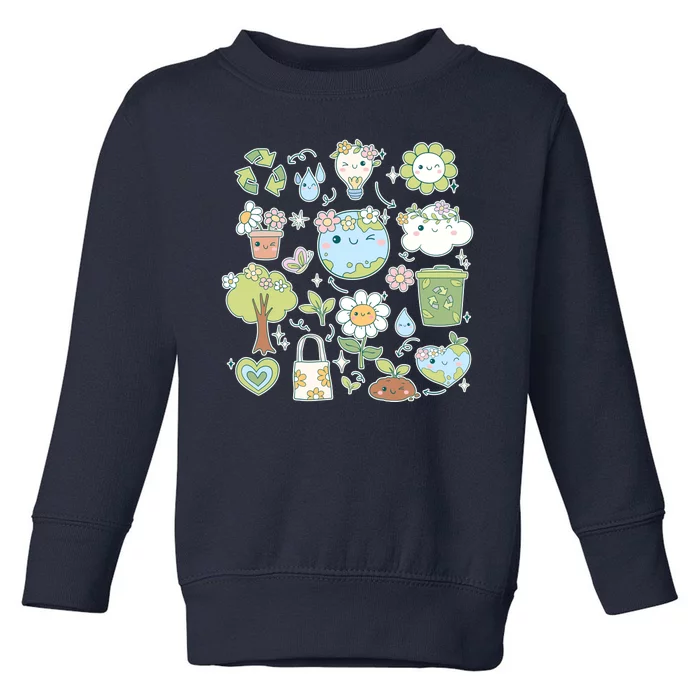 Cute Retro Hippie Celebrate Earth Day Toddler Sweatshirt