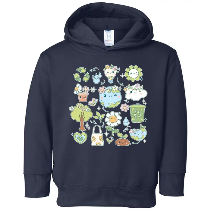 Cute Retro Hippie Celebrate Earth Day Toddler Hoodie