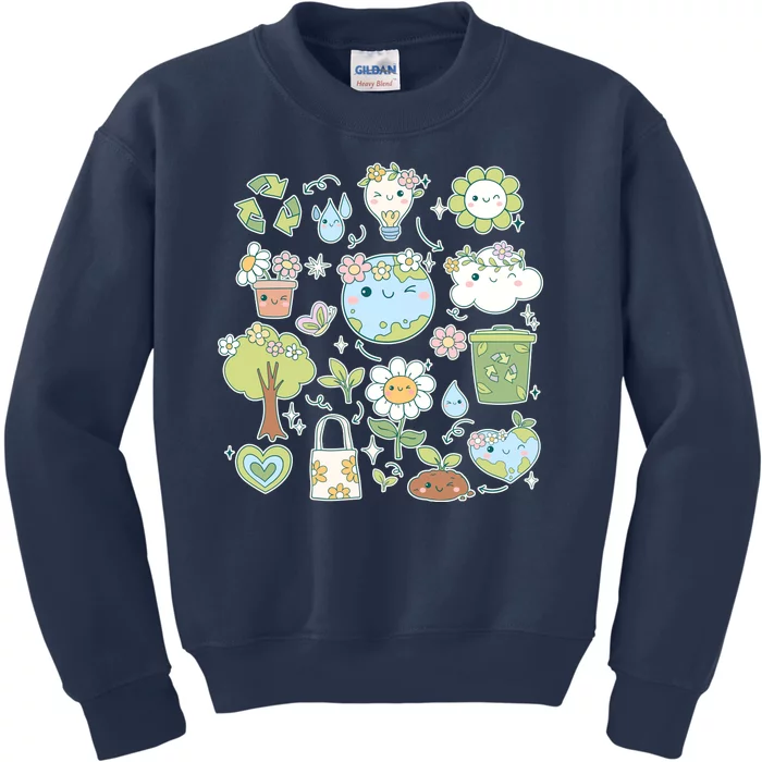 Cute Retro Hippie Celebrate Earth Day Kids Sweatshirt