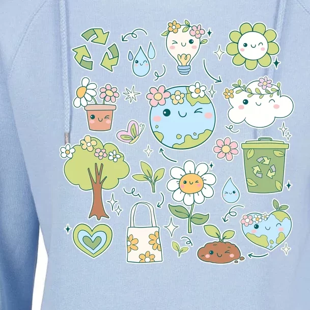 Cute Retro Hippie Celebrate Earth Day Womens Funnel Neck Pullover Hood