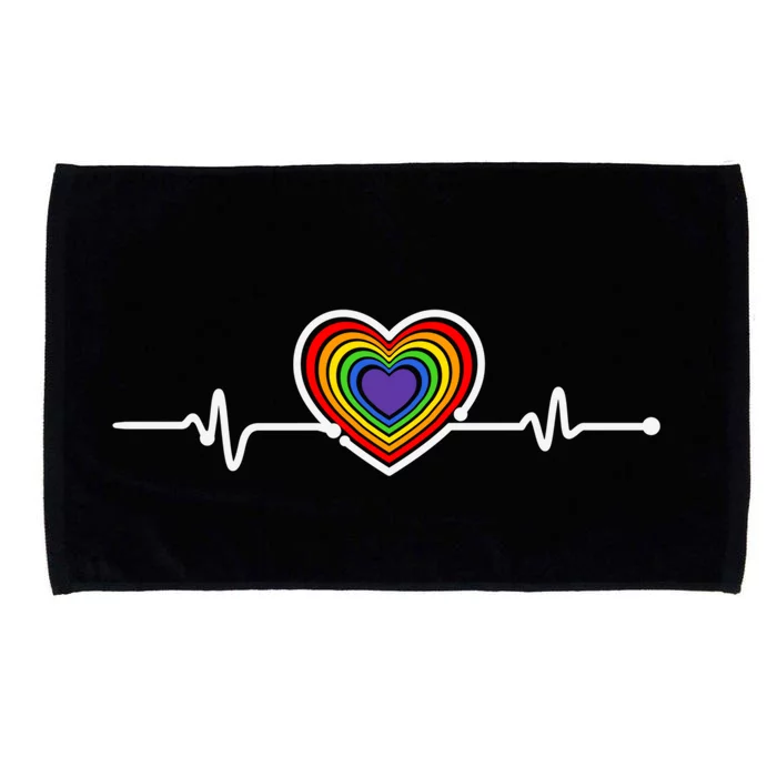 Colorful Rainbow Heartbeat Pulse Lgbt Lgbtq Gift Microfiber Hand Towel