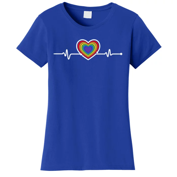 Colorful Rainbow Heartbeat Pulse Lgbt Lgbtq Gift Women's T-Shirt