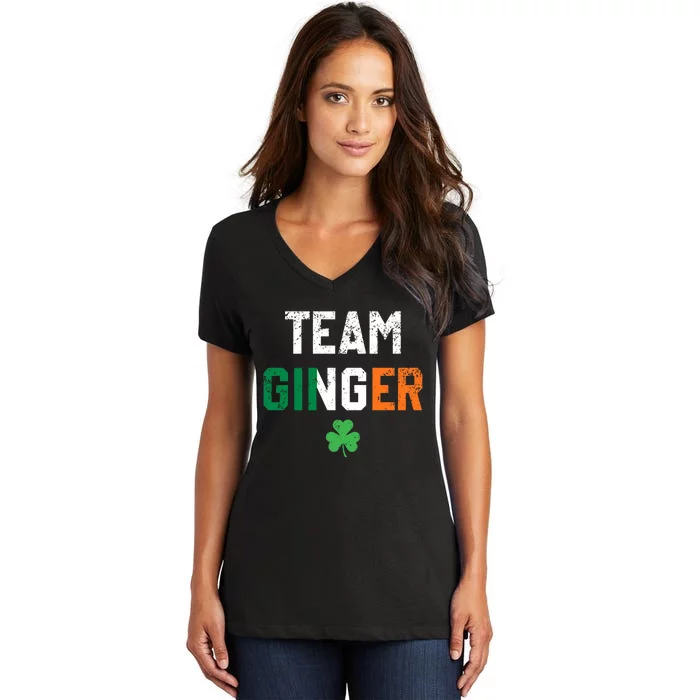 Cute Red Head Team Ginger St Patricks Day Green Irish Women's V-Neck T-Shirt