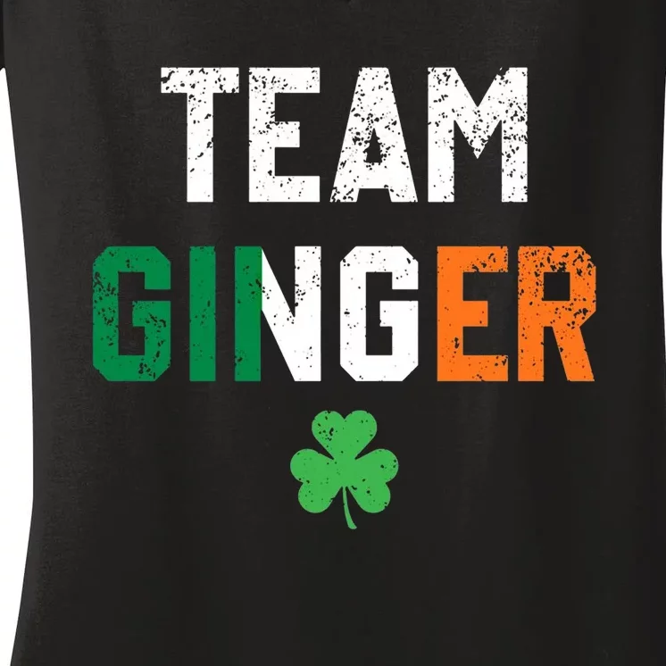 Cute Red Head Team Ginger St Patricks Day Green Irish Women's V-Neck T-Shirt